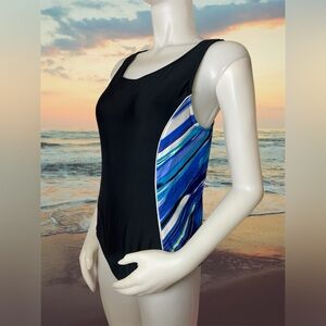 Catalina Black and Blue Striped One-Piece Swimsuit